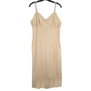 VTG PINEHURST Silky NYLON Champagne FLORAL LACE TRIM A-Line SLIP/LINGERIE Sz 38